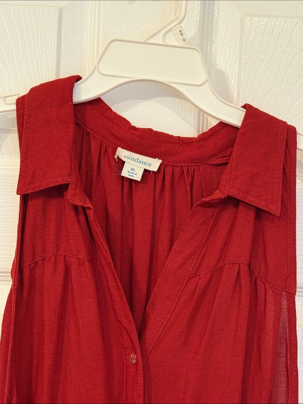 Sundance Sleeveless Linen Rust Red Button-Front Maxi Dress - Picture 3 of 4